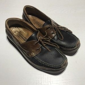 Mephisto Spinnaker Mens Boat Shoes 2 Tone Black Brown Leather Size 13 US